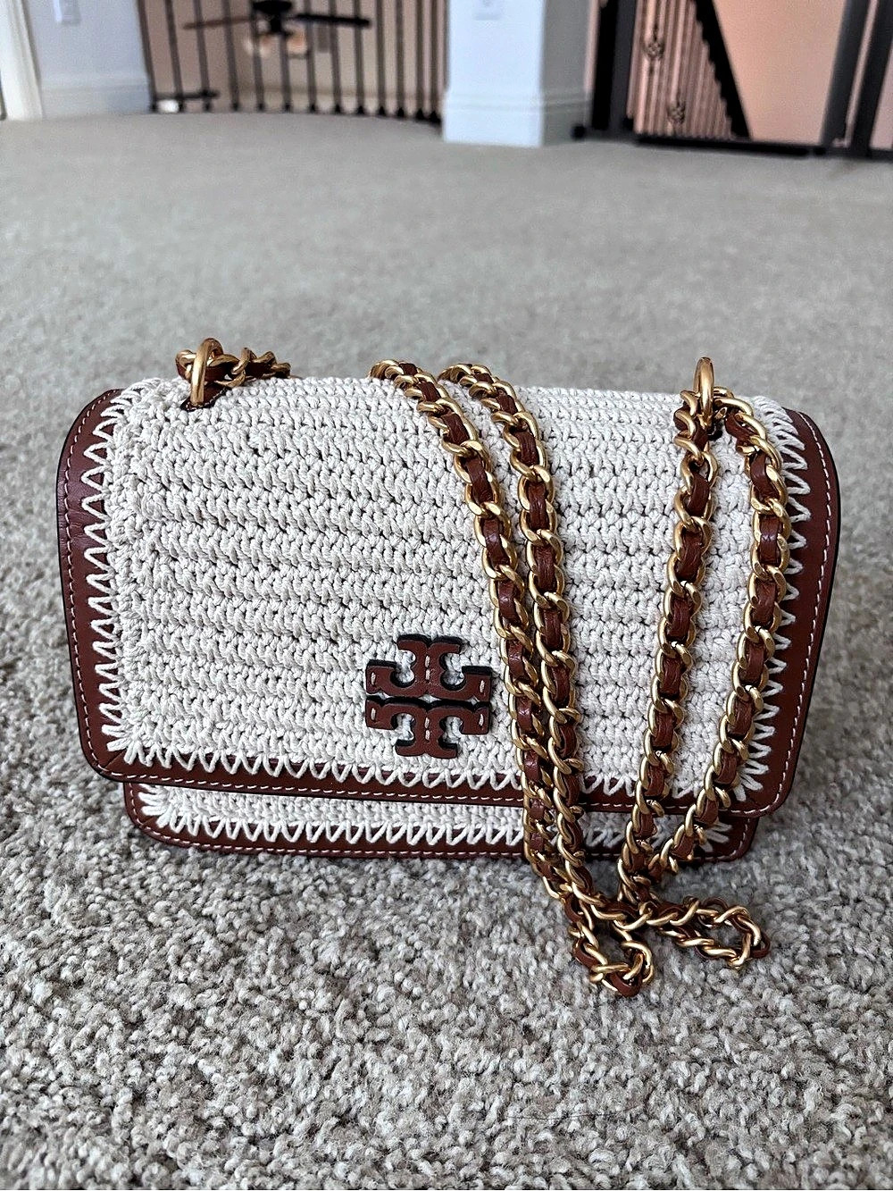Tory Burch Britten Crochet Small Adjustable Bag